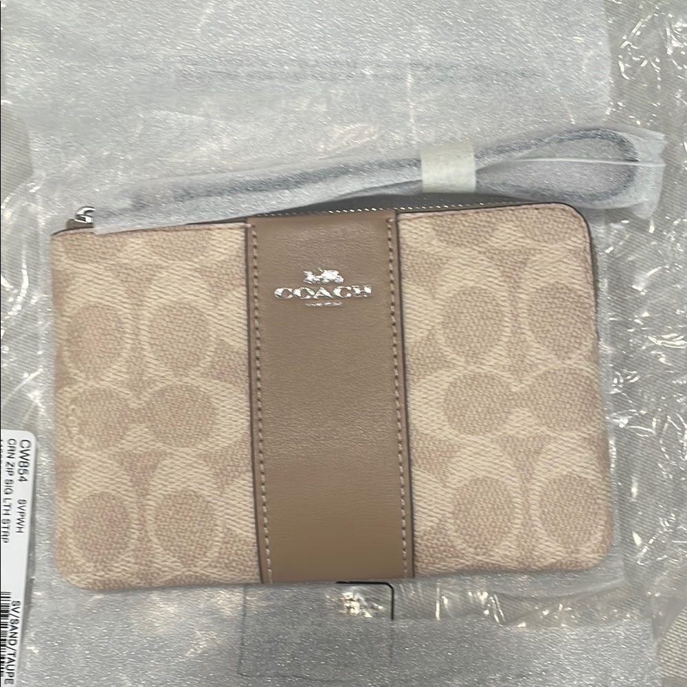 Coach Beige and Tan Wristlet